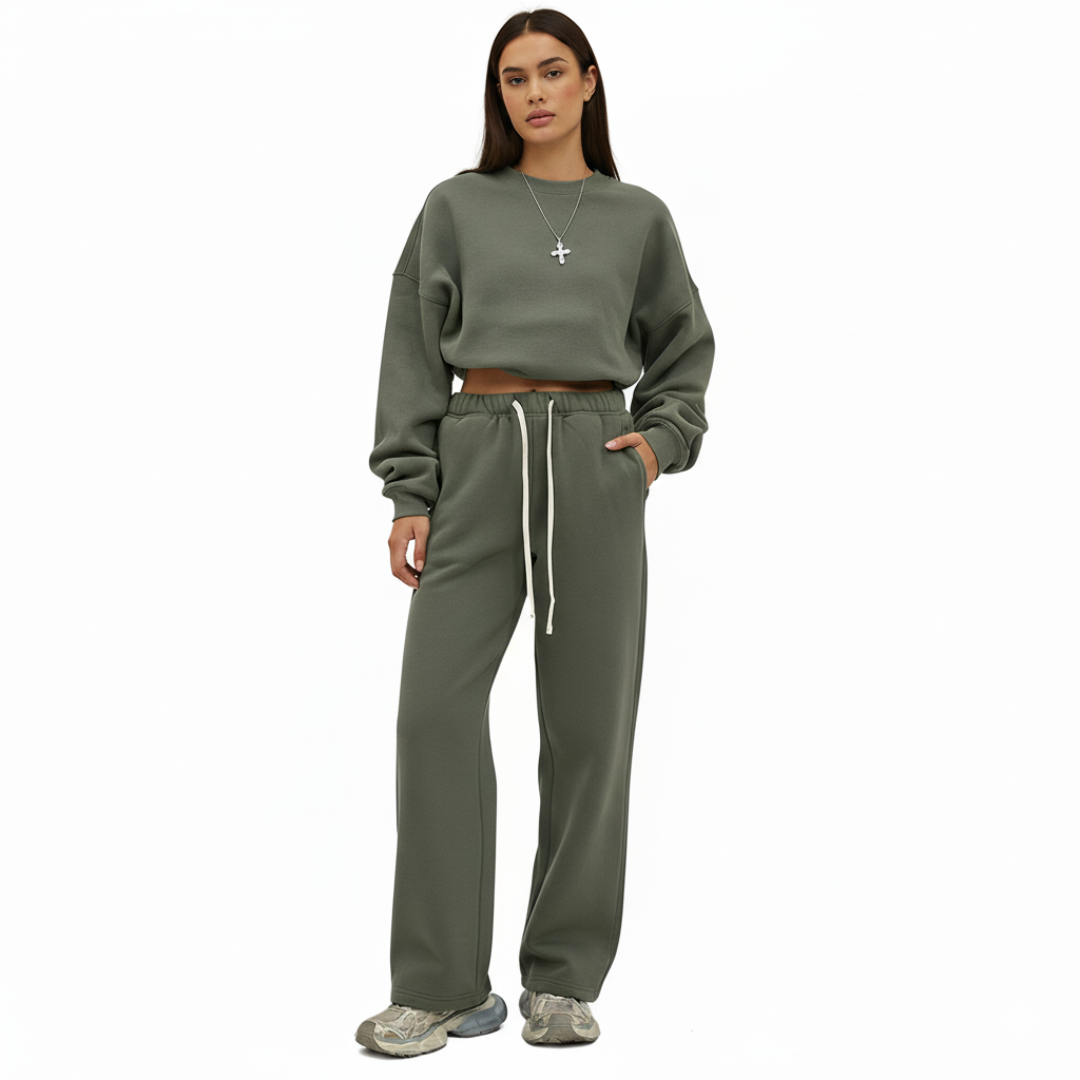 Jogginghose mit geradem Bein und elastischem Bund für Damen