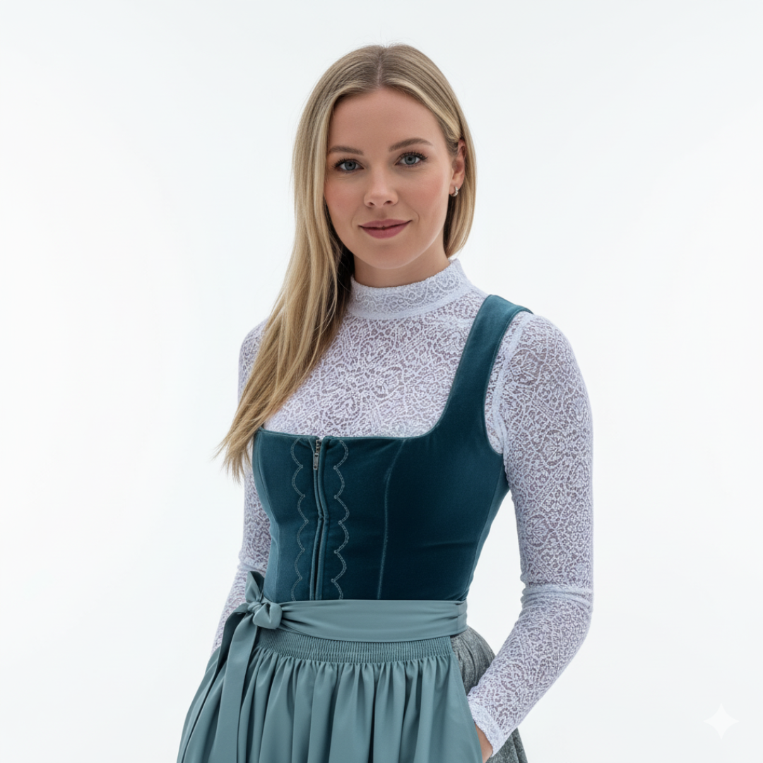 Besticktes Midi-Dirndlkleid für Damen | Vintage-Stil