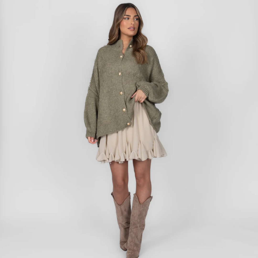 Übergroßer Cardigan für Damen | Knopfleiste
