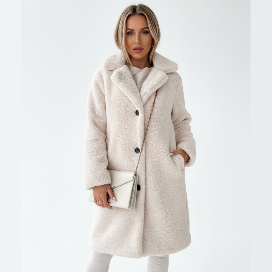 Long teddy jacket for women | with buttons