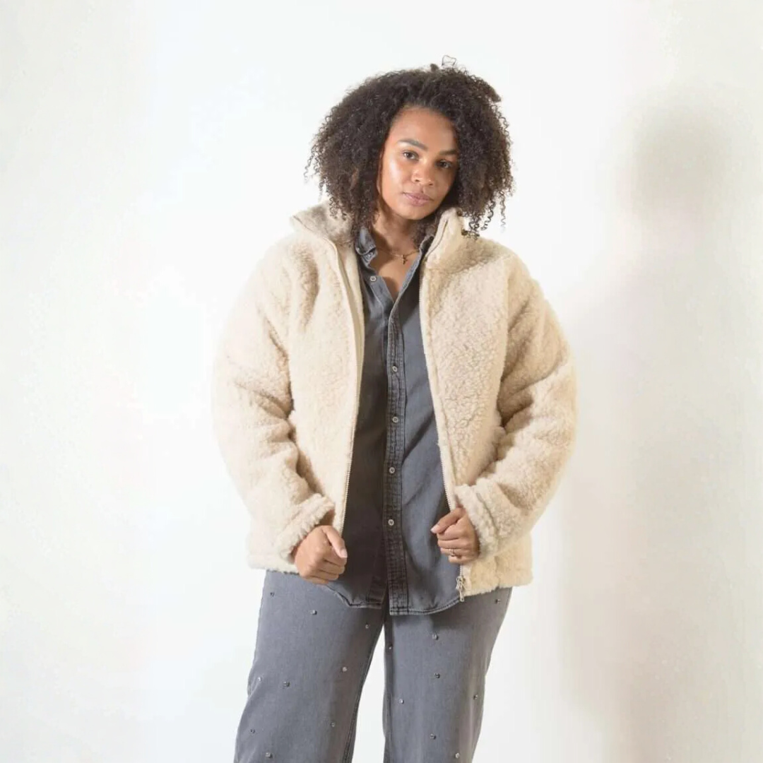 Teddy Jacke Damen | Mit Kragen und Taschen