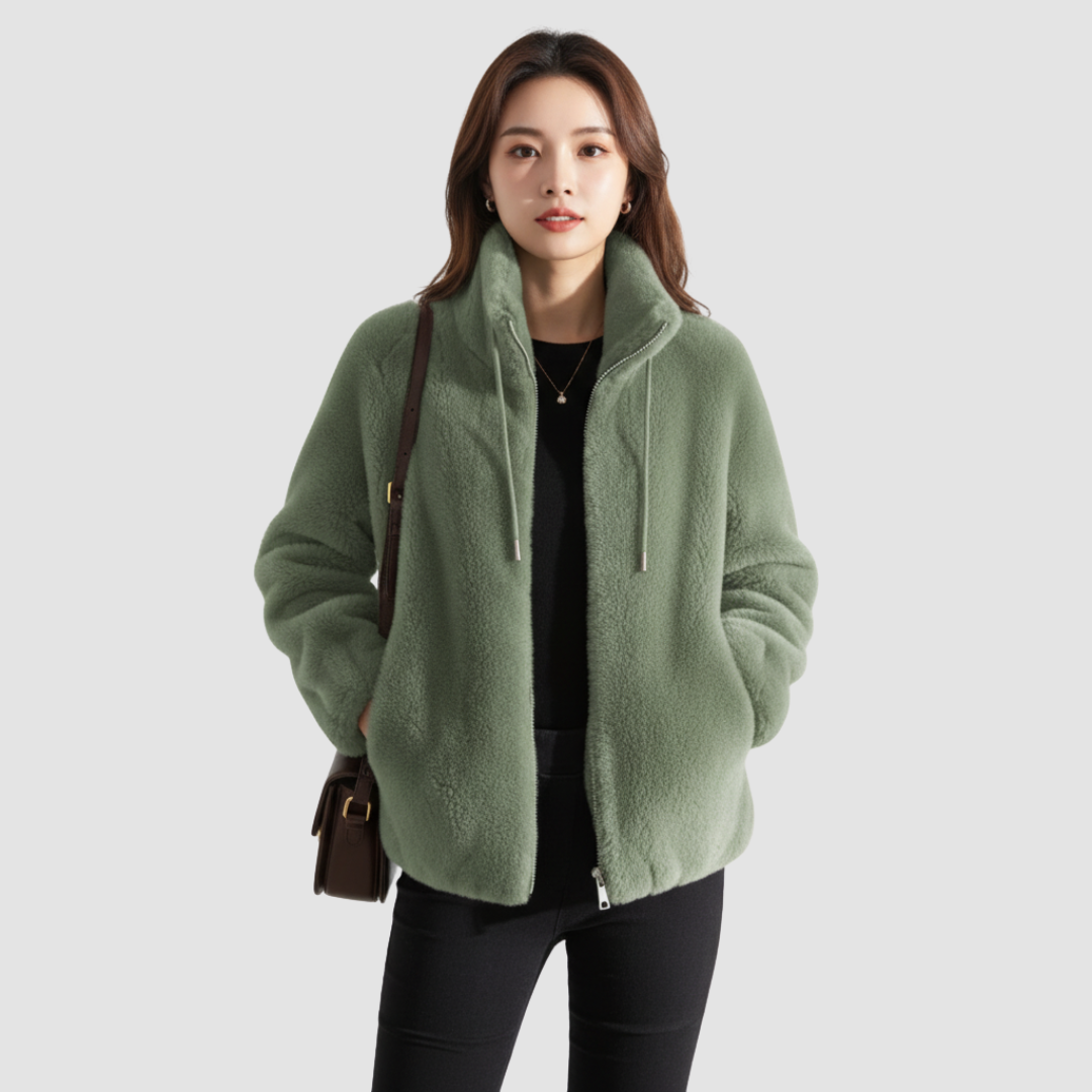 Women's Teddy Jacket | With stand-up collar and zipper