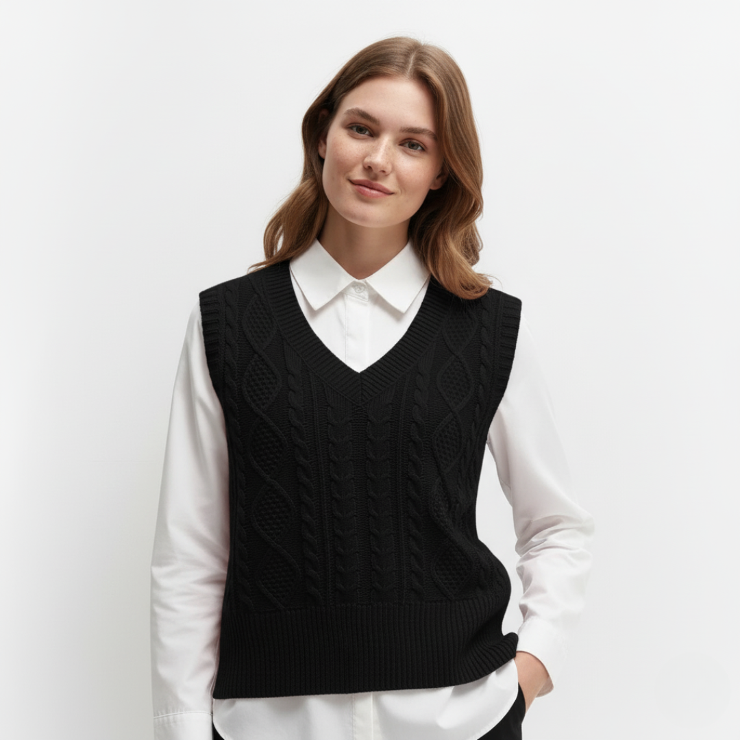 Damenweste | Strickweste mit V-Ausschnitt