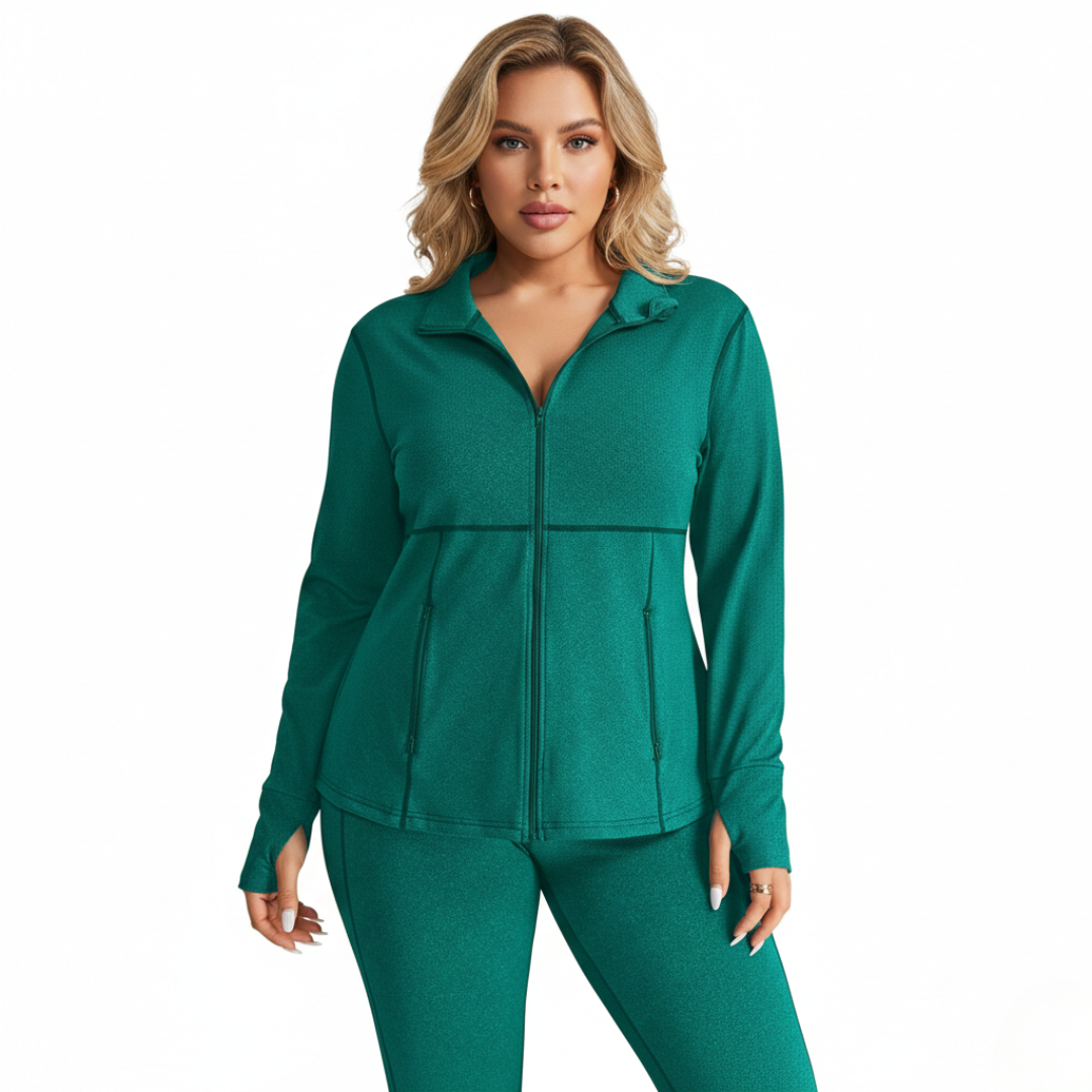 Plus Size Set mit Reißverschlussjacke und Hose für Damen