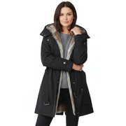 Damen Winterparka mit Kapuze und Gürtel | Winteroberbekleidung