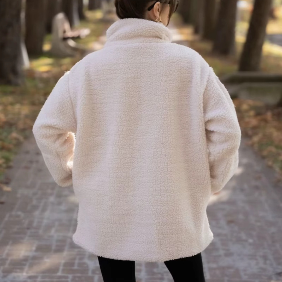 Teddy Jacke Damen | Mit Kragen und Taschen