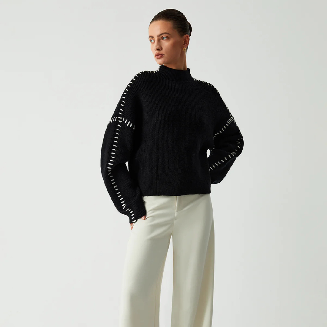 Übergroßer Rollkragenpullover für Damen | Gerippter Strick