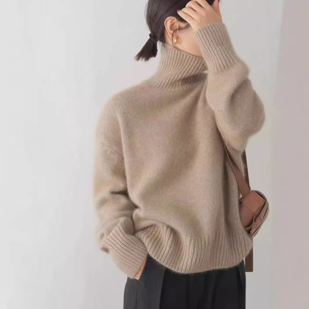 Rollkragen Strickpullover für Damen | Langarm Design