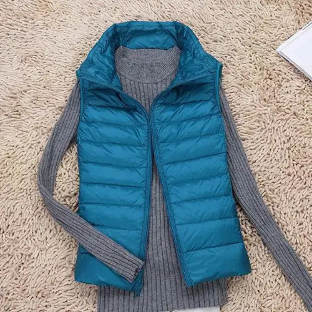 Gestepptes Puffer Vest für Damen | Ärmellos mit hohem Kragen