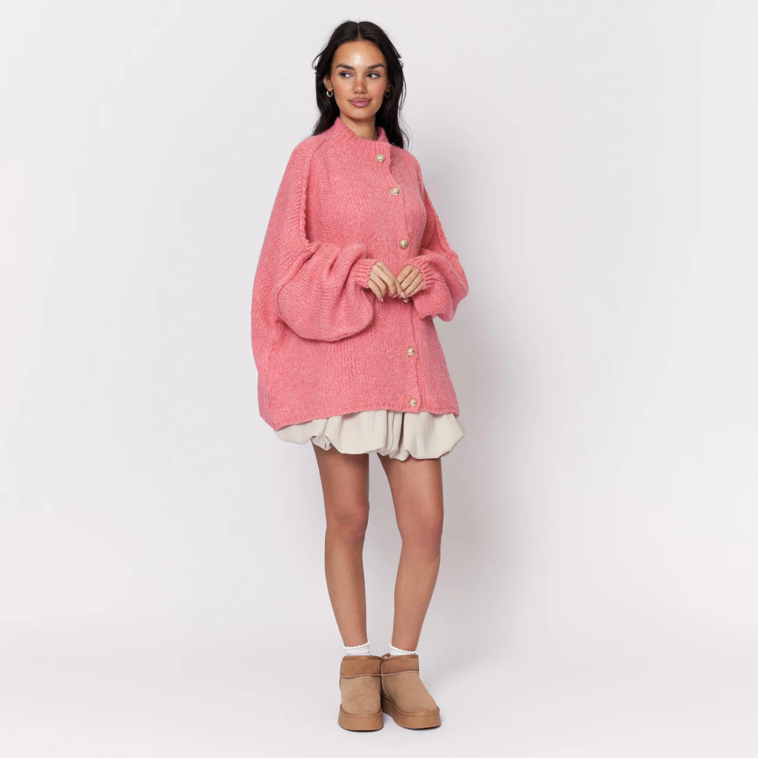 Übergroßer Cardigan für Damen | Knopfleiste
