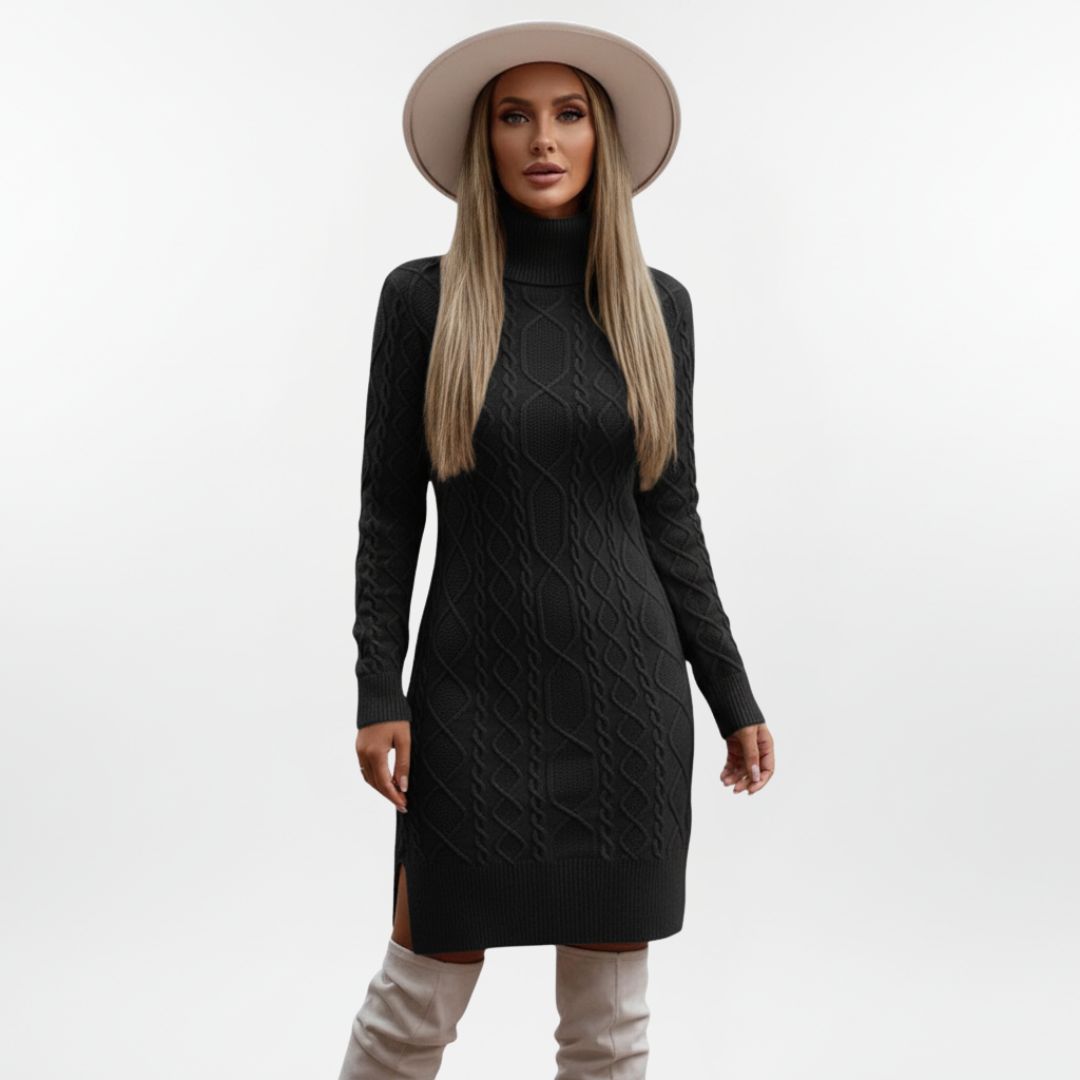 Elegantes Strickkleid für Damen | Mit Langarm und Gürtel