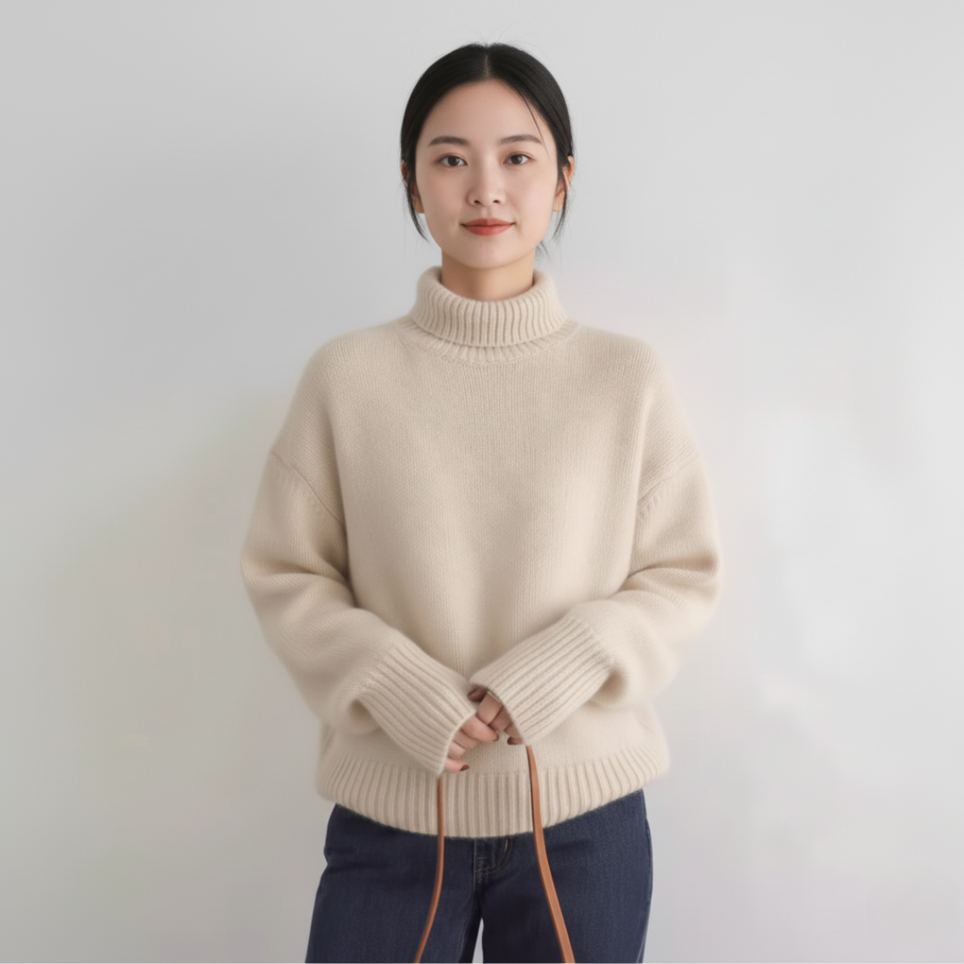 Rollkragen Strickpullover für Damen | Langarm Design