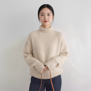 Rollkragen Strickpullover für Damen | Langarm Design