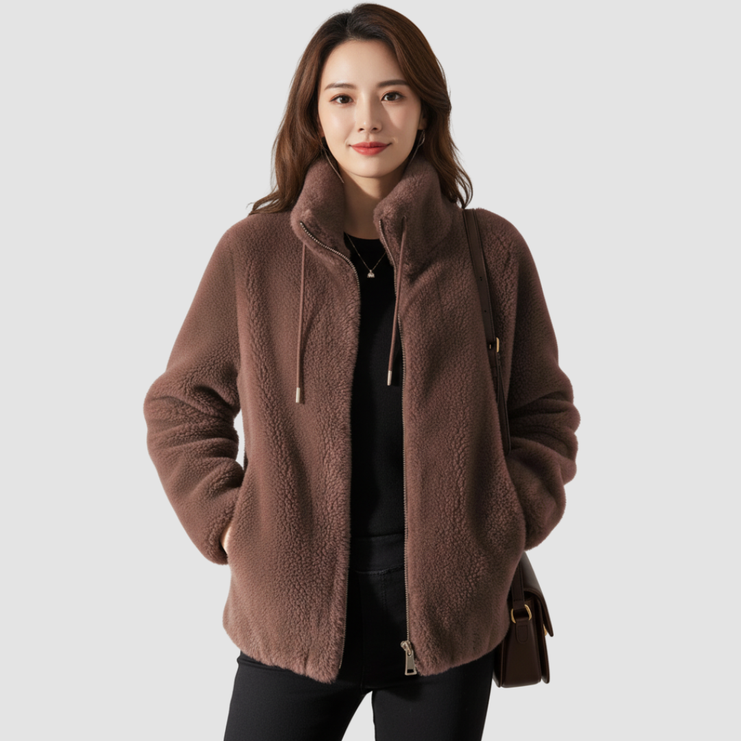 Women's Teddy Jacket | With stand-up collar and zipper