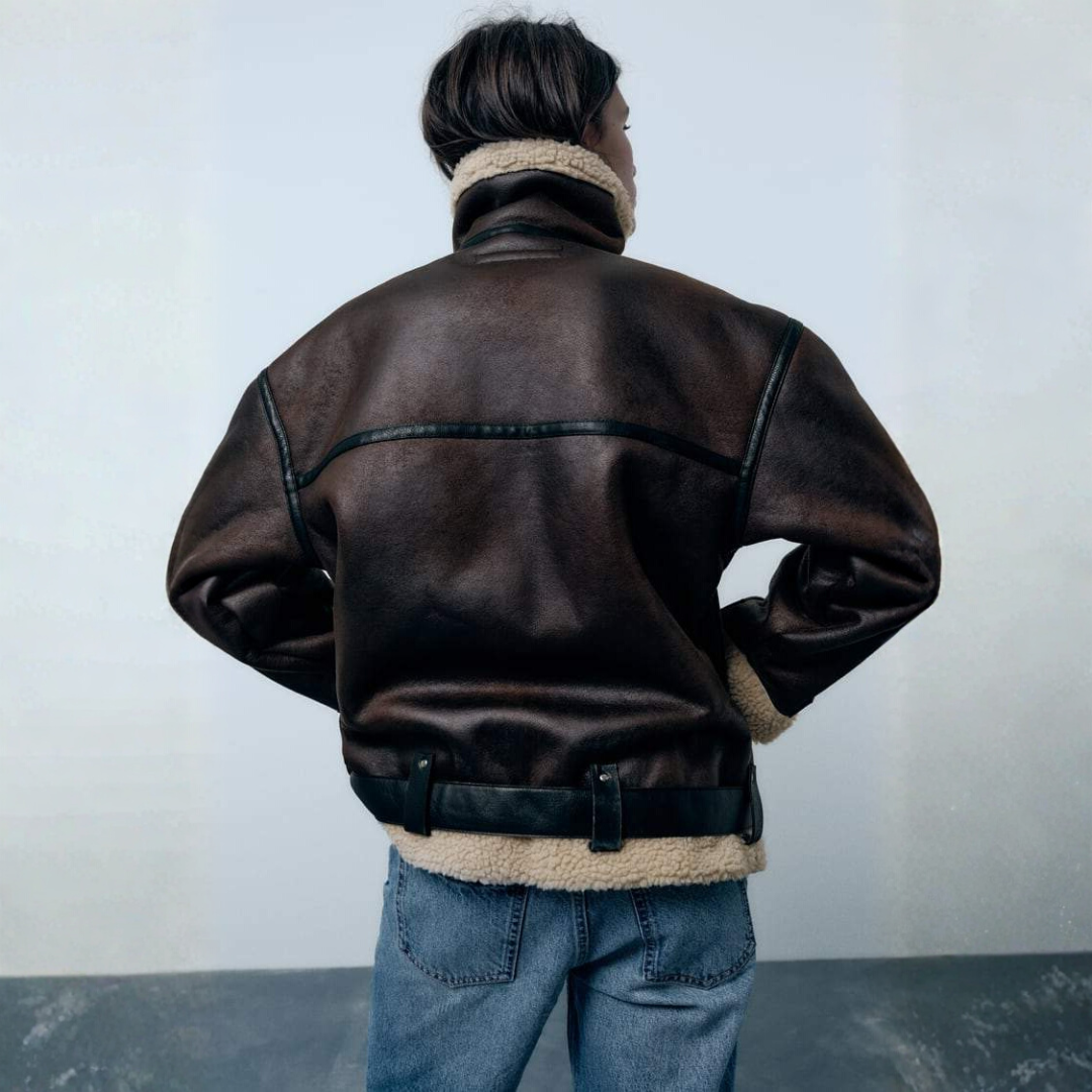 Oversized Jacke Damen | Mit Kragen und Gürteldetails