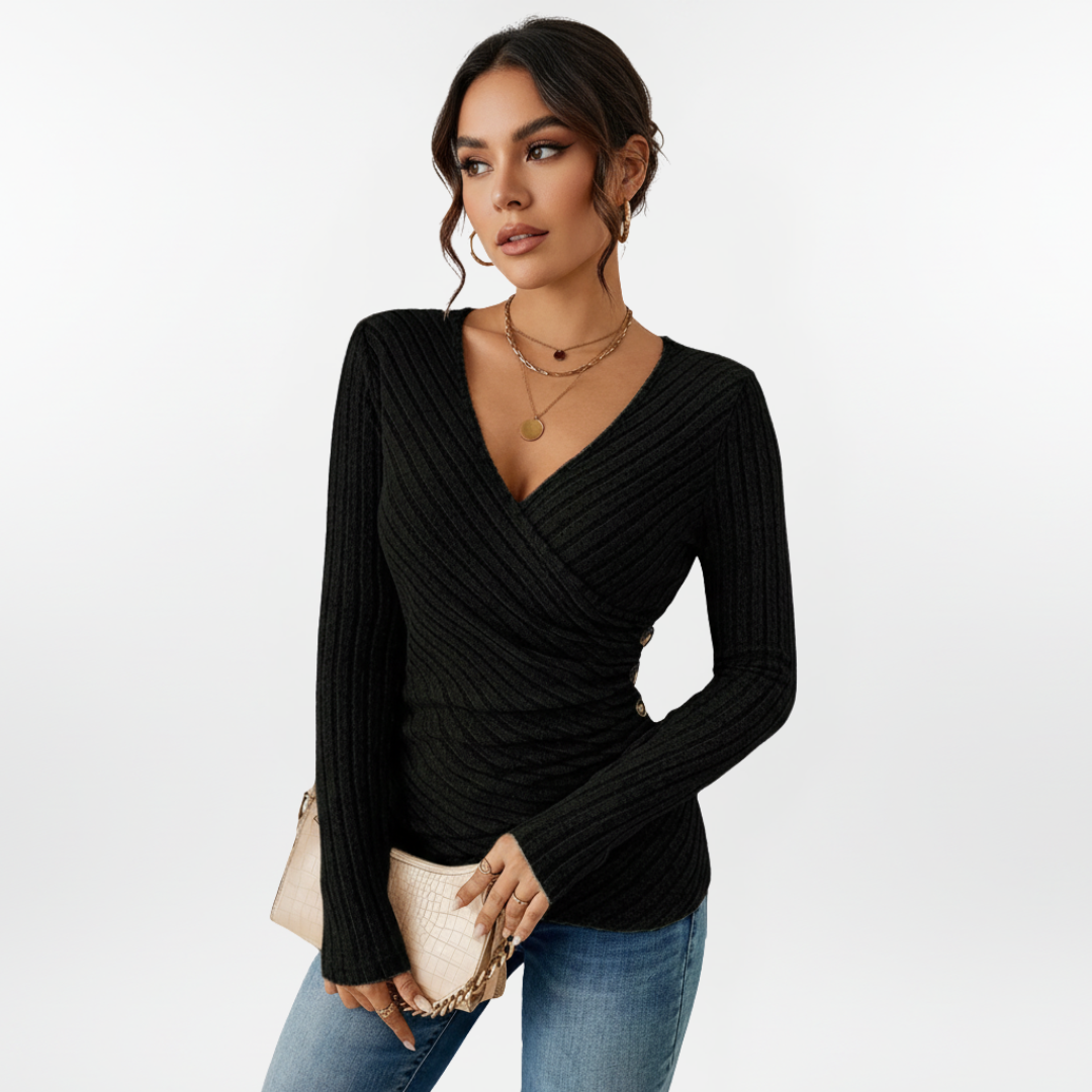 Damen Langarmpullover | mit V-Ausschnitt