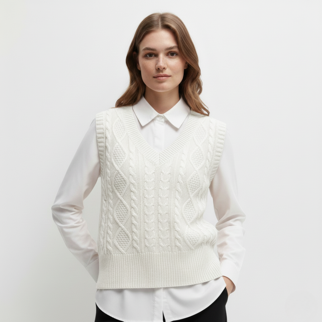 Damenweste | Strickweste mit V-Ausschnitt