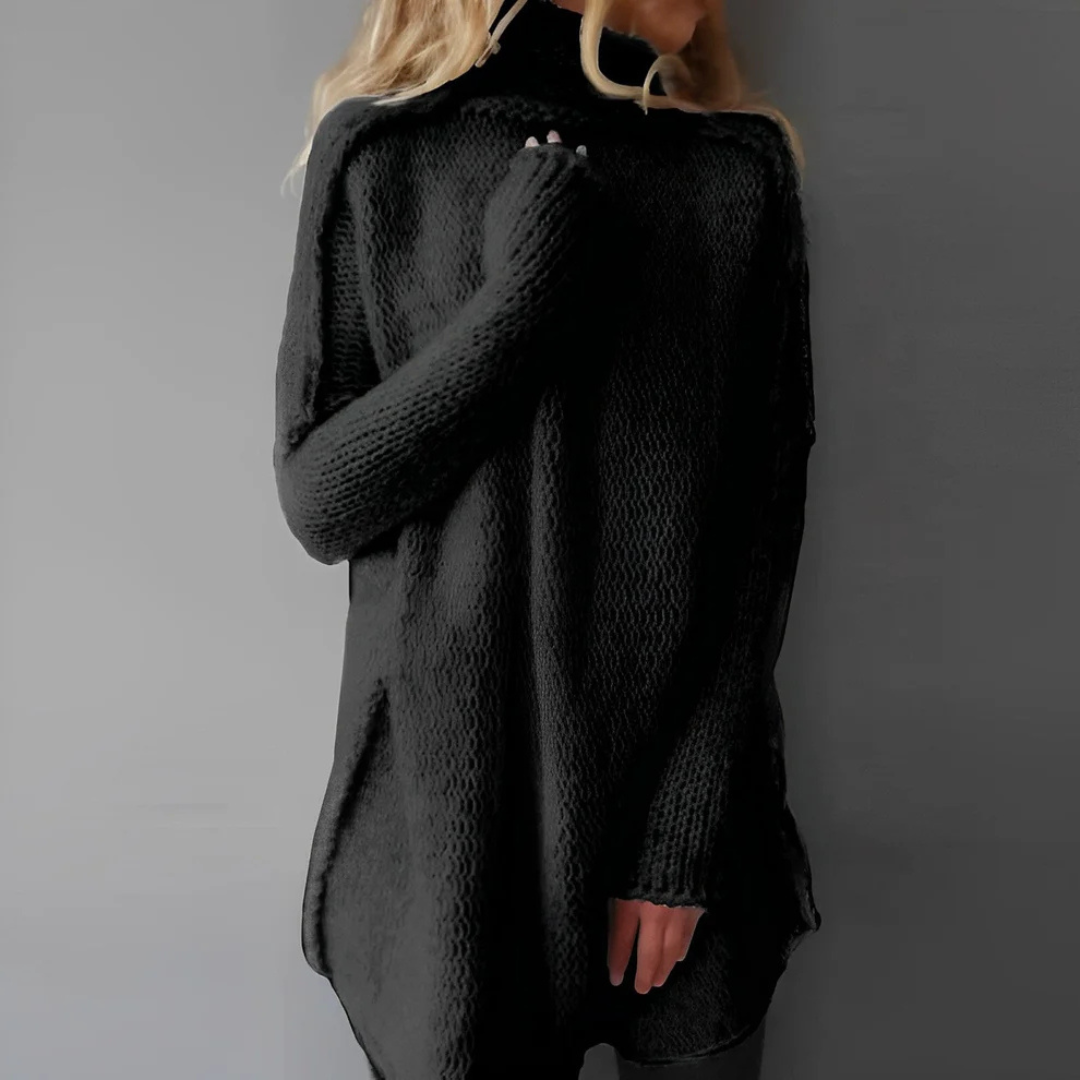 Übergroßer Rollkragen Strickpullover für Damen | Langarm Design