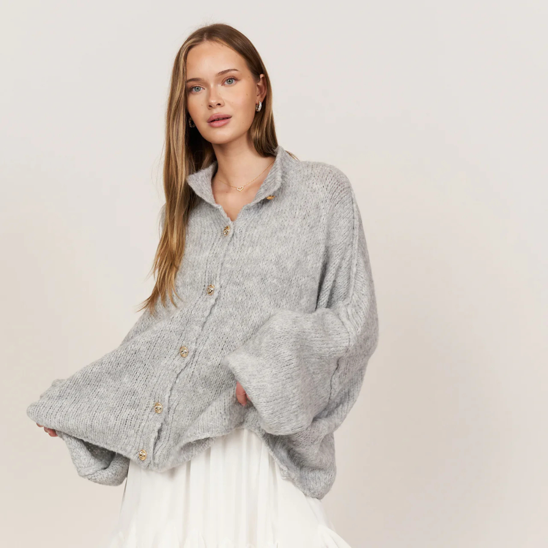 Übergroßer Cardigan für Damen | Knopfleiste