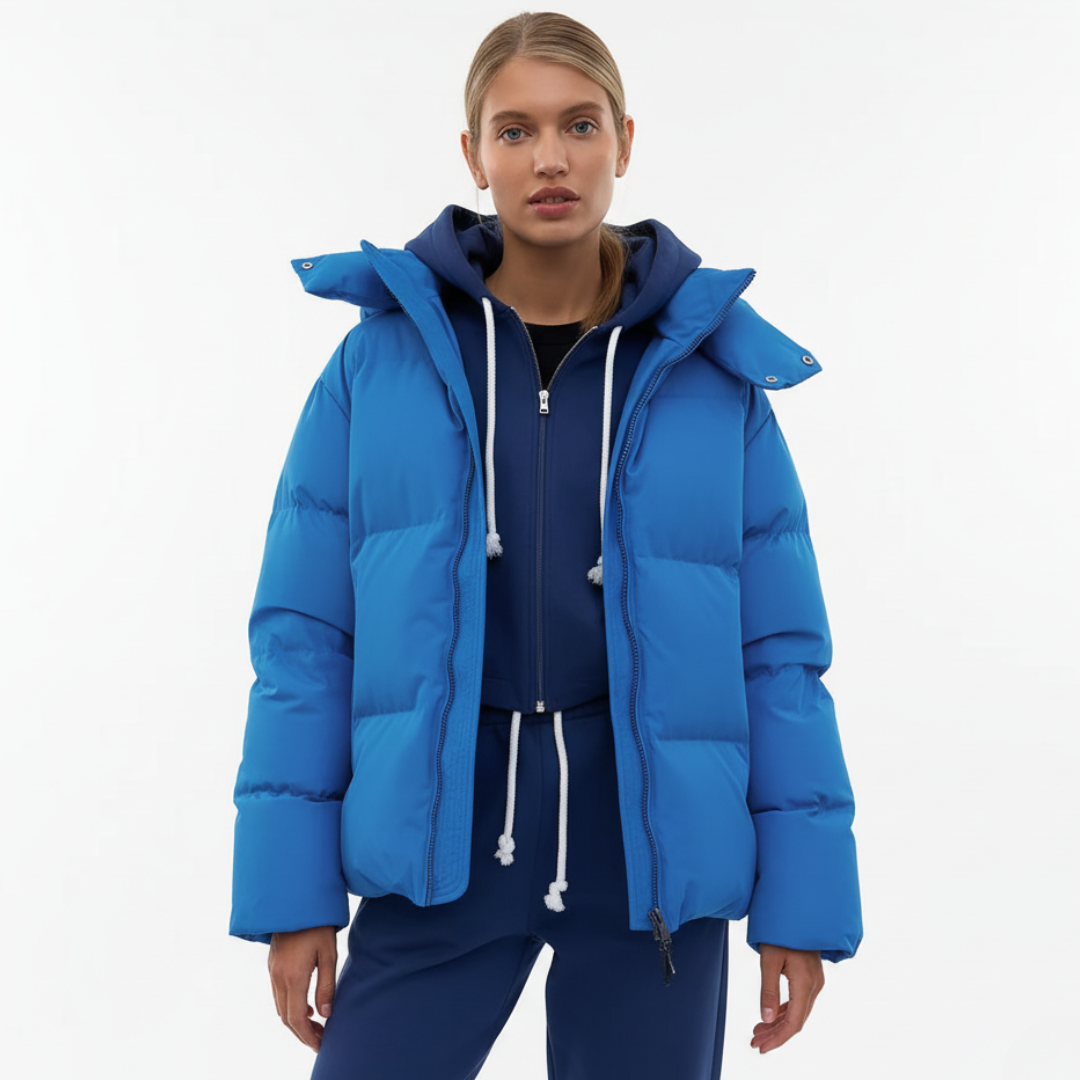Winter Pufferjacke Damen mit Kapuze | Stehkragen