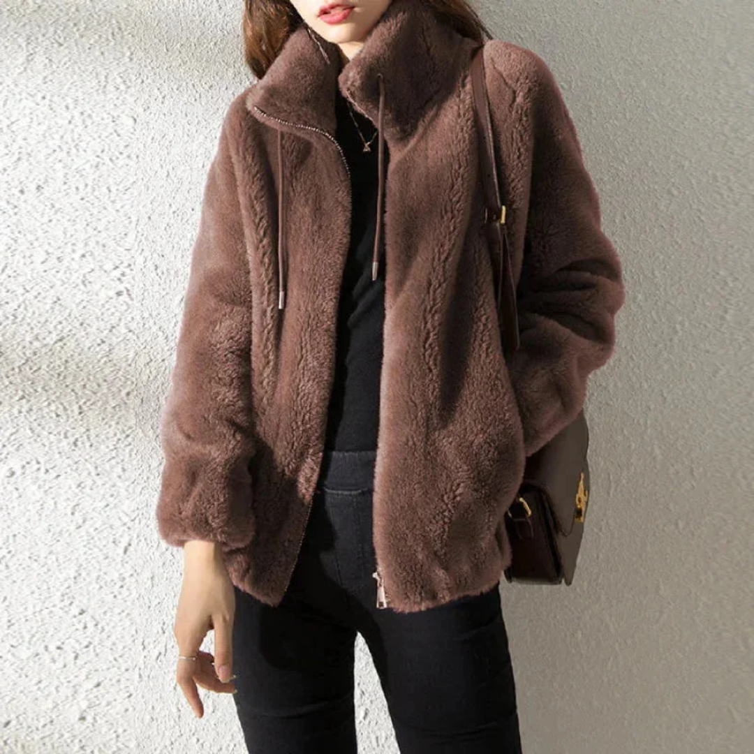 Women's Teddy Jacket | With stand-up collar and zipper