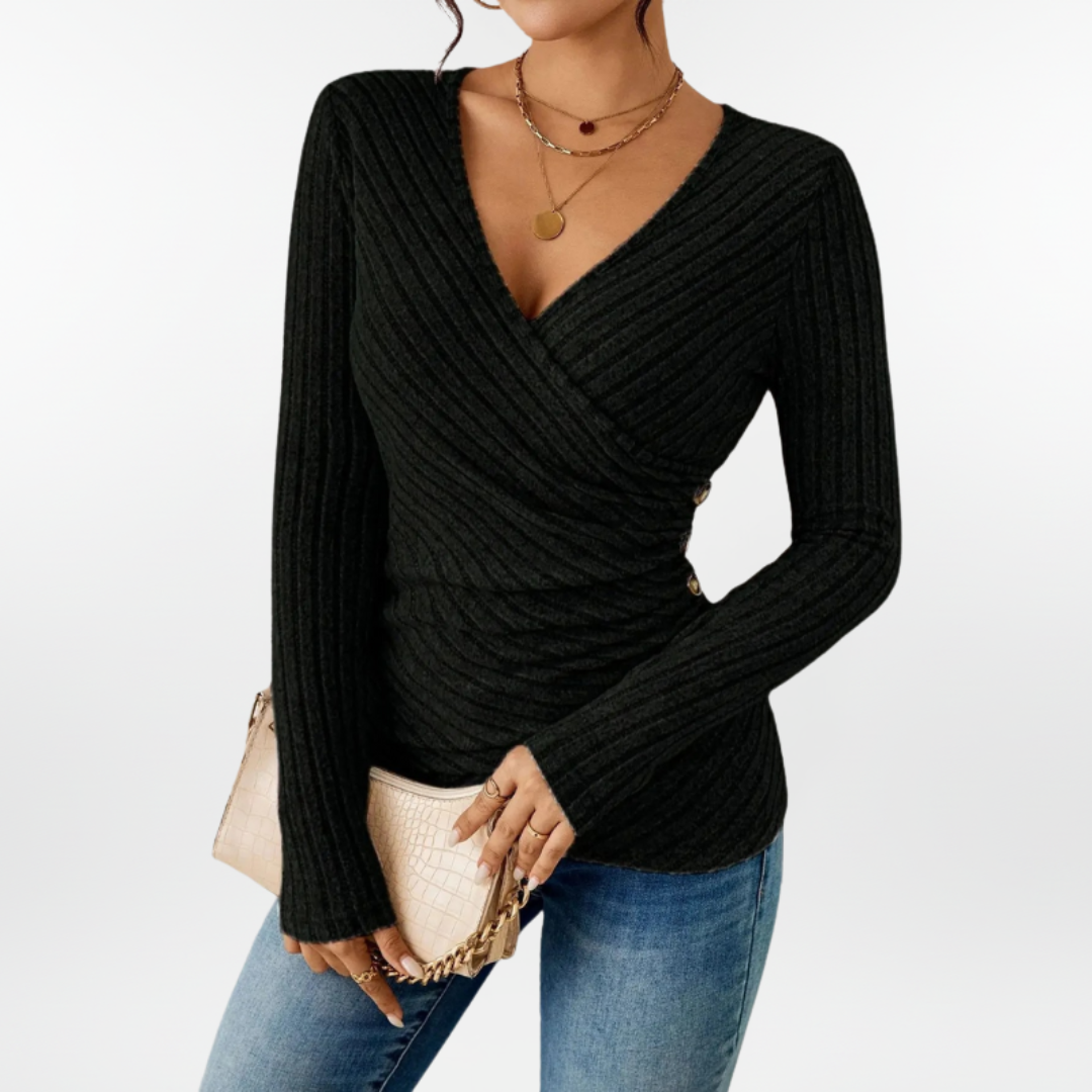 Damen Langarmpullover | mit V-Ausschnitt