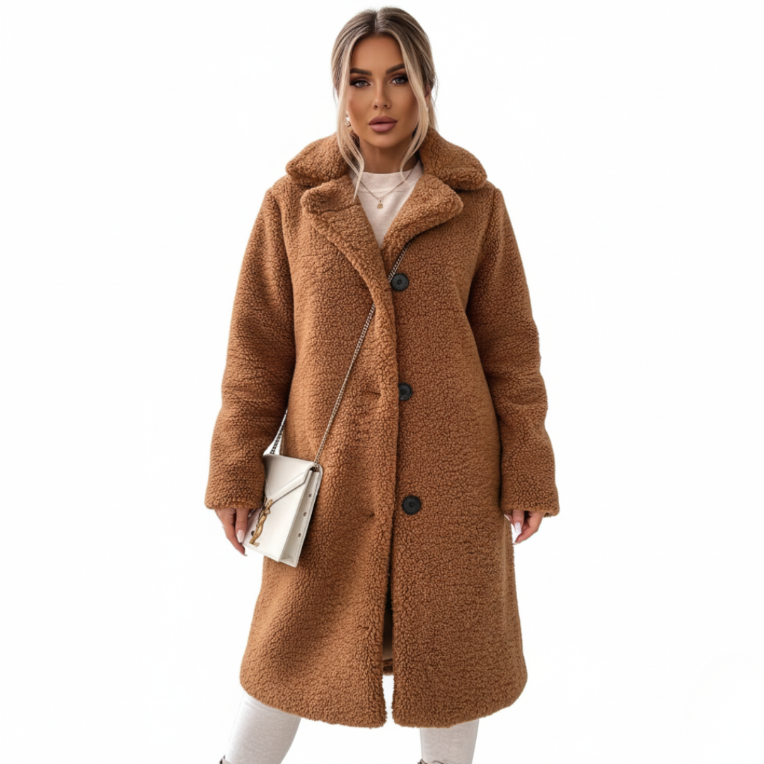 Long teddy jacket for women | with buttons