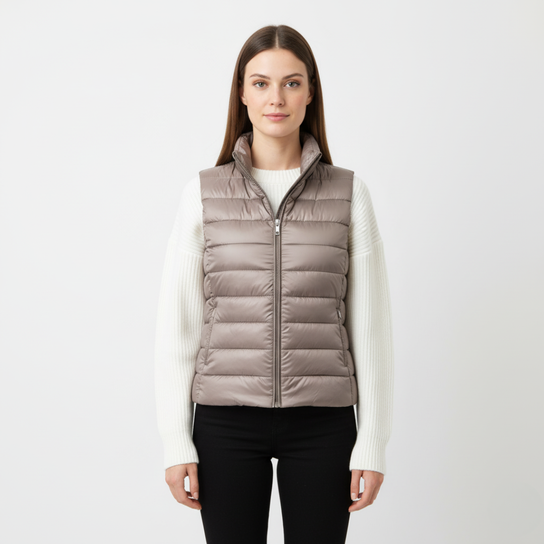 Gestepptes Puffer Vest für Damen | Ärmellos mit hohem Kragen
