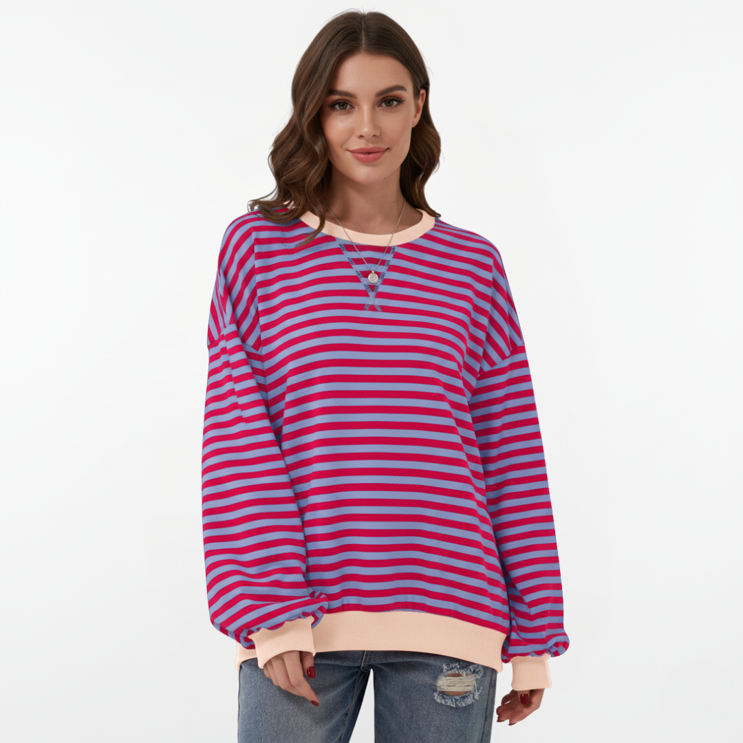 Gestreifter Pullover Damen | Mit Kontrastdetails