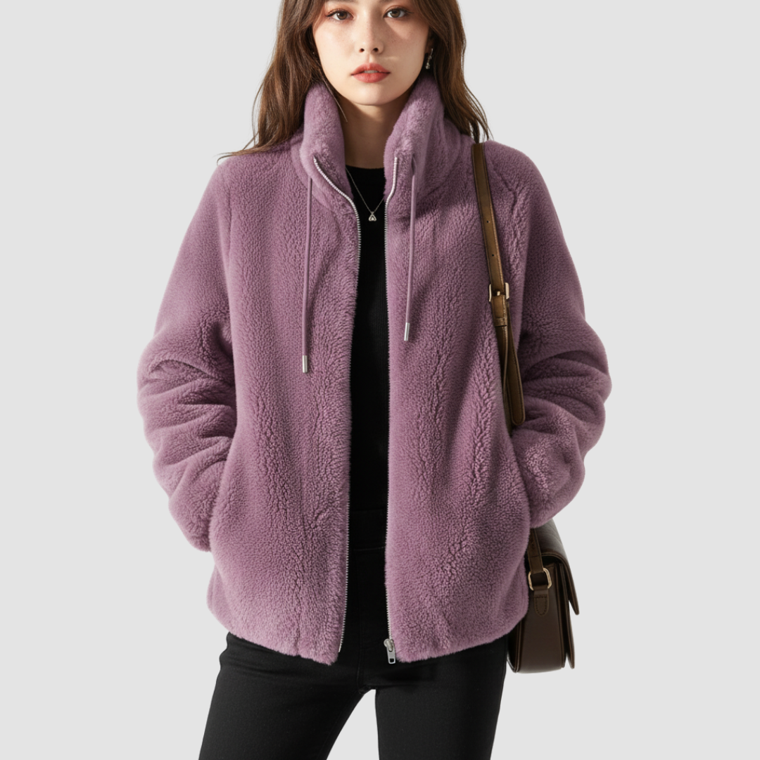 Women's Teddy Jacket | With stand-up collar and zipper