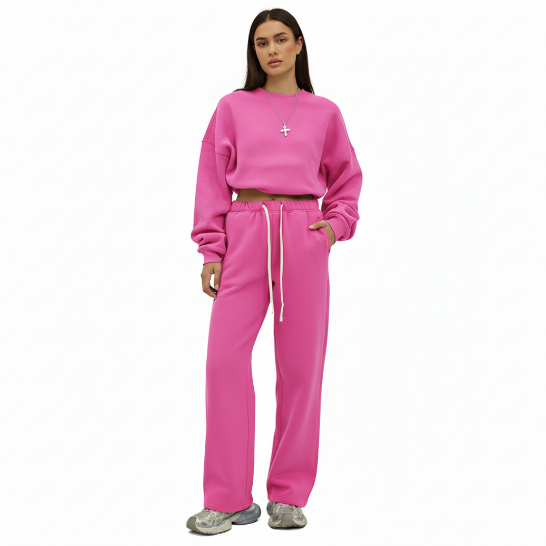 Jogginghose mit geradem Bein und elastischem Bund für Damen