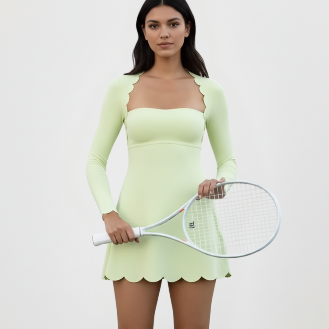 Tennis Kleid für Damen | Langarm, Wellenmuster, Atmungsaktiv