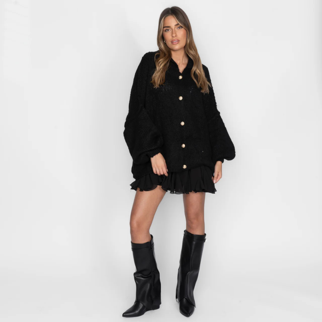 Übergroßer Cardigan für Damen | Knopfleiste