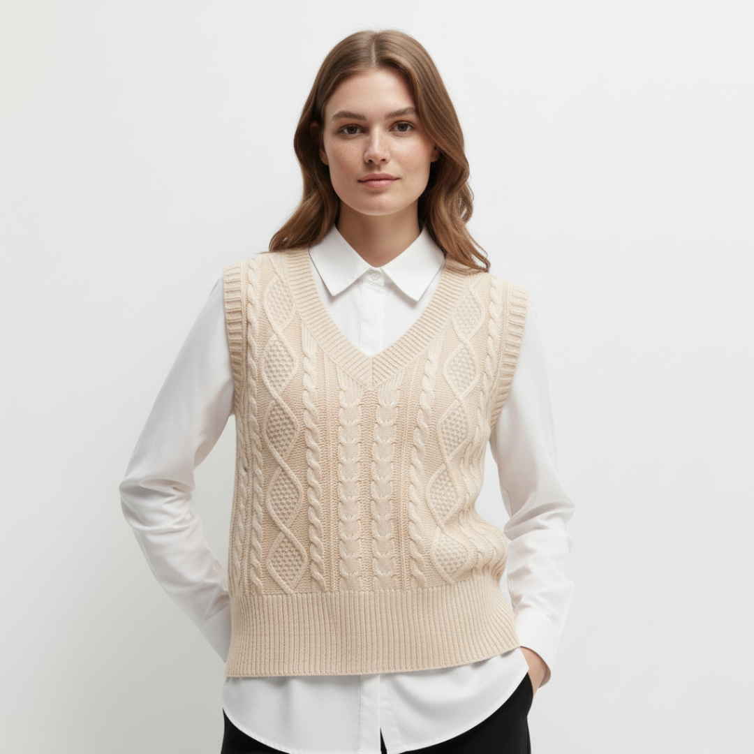 Damenweste | Strickweste mit V-Ausschnitt