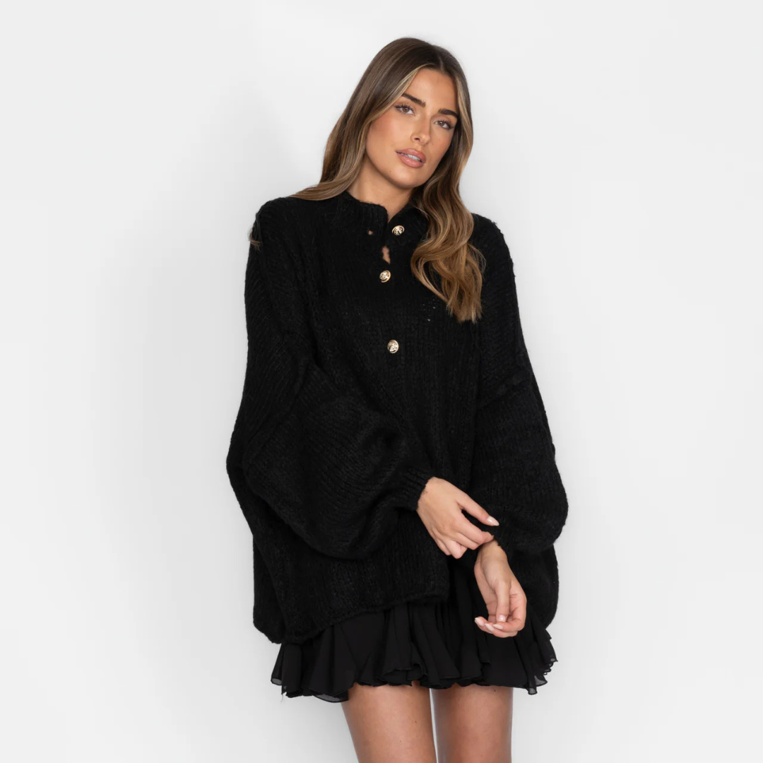 Übergroßer Cardigan für Damen | Knopfleiste