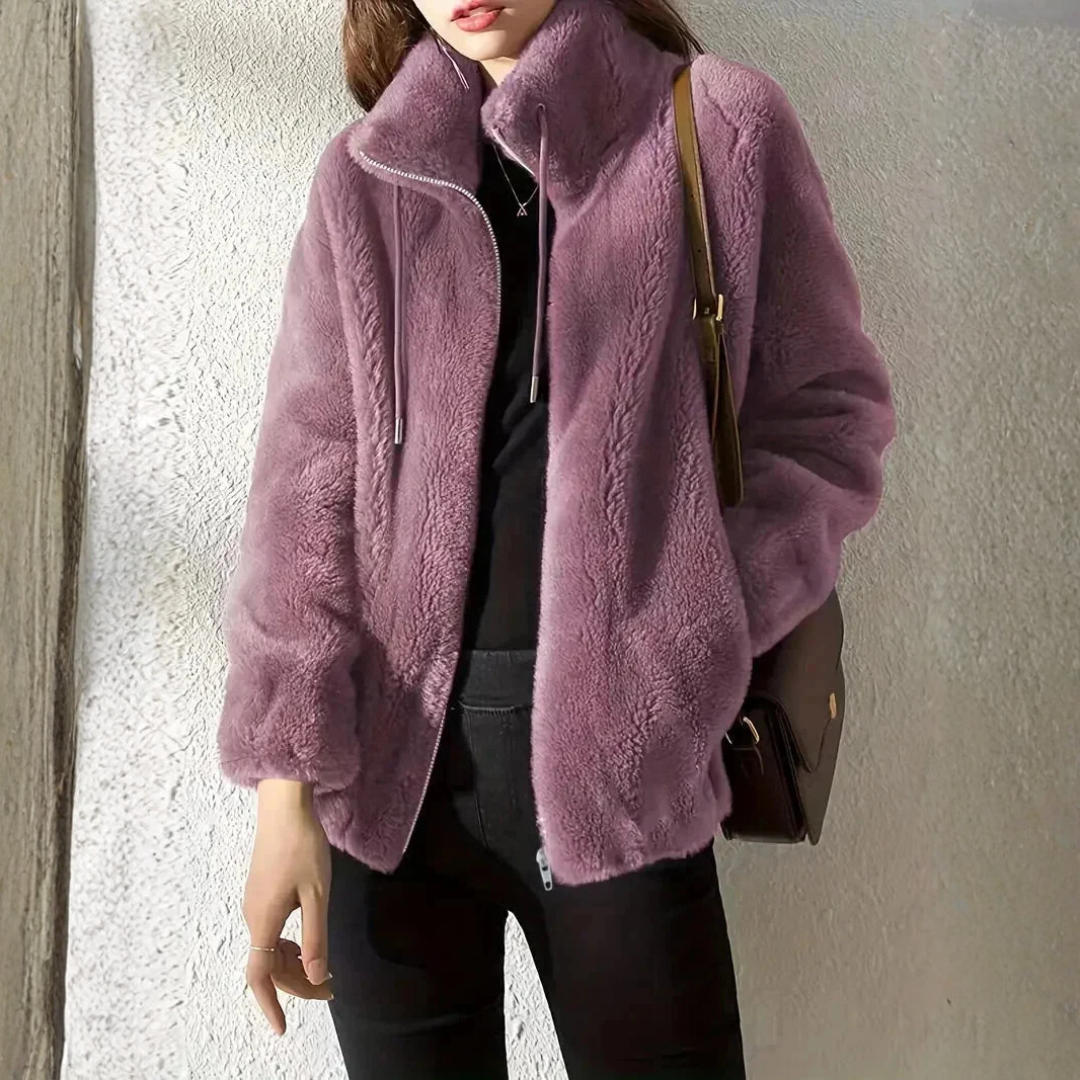 Women's Teddy Jacket | With stand-up collar and zipper