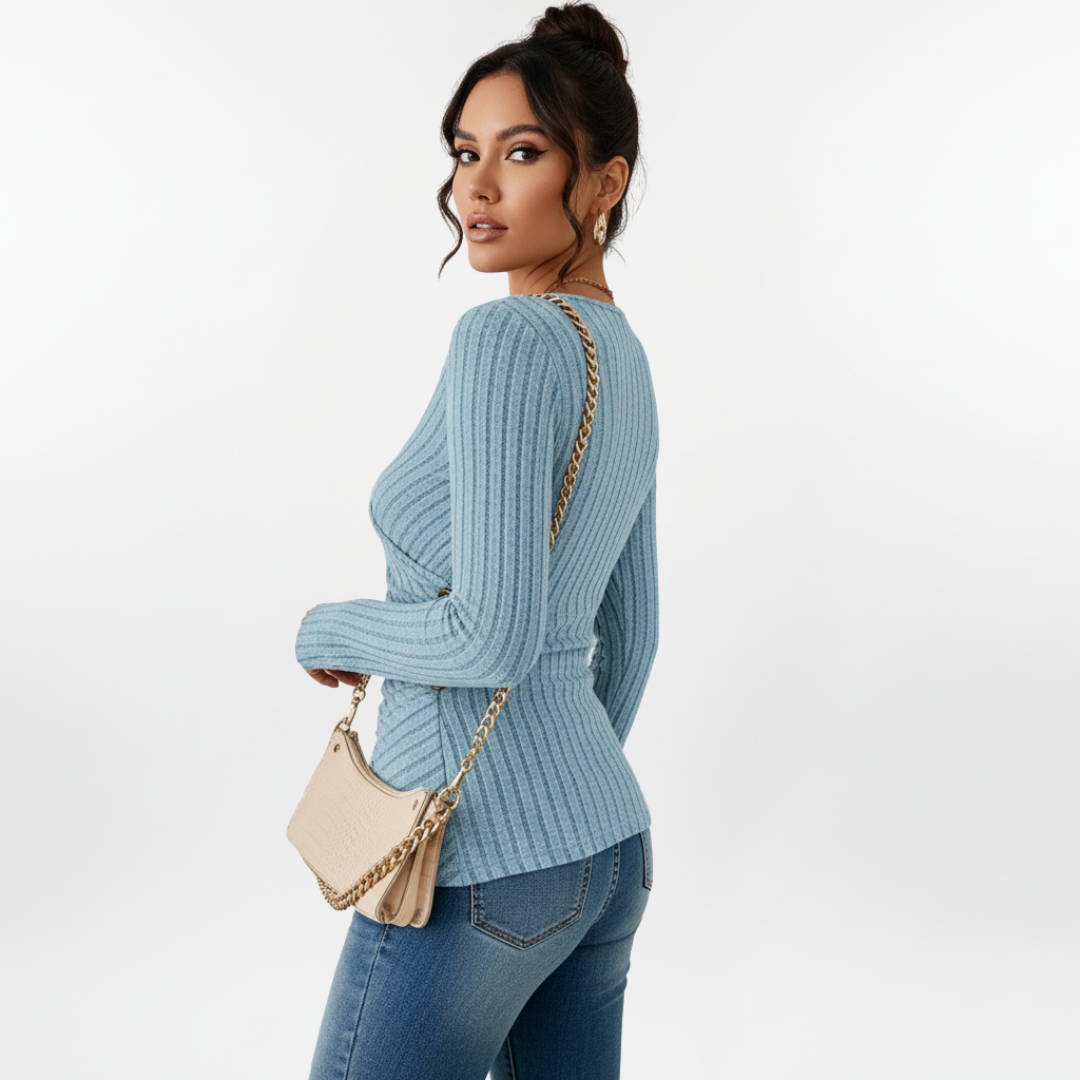 Damen Langarmpullover | mit V-Ausschnitt