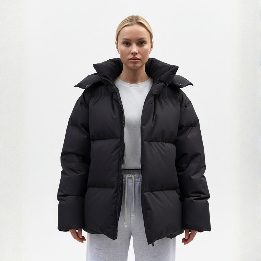 Winter Pufferjacke Damen mit Kapuze | Stehkragen