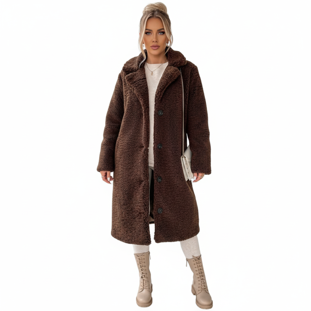 Long teddy jacket for women | with buttons
