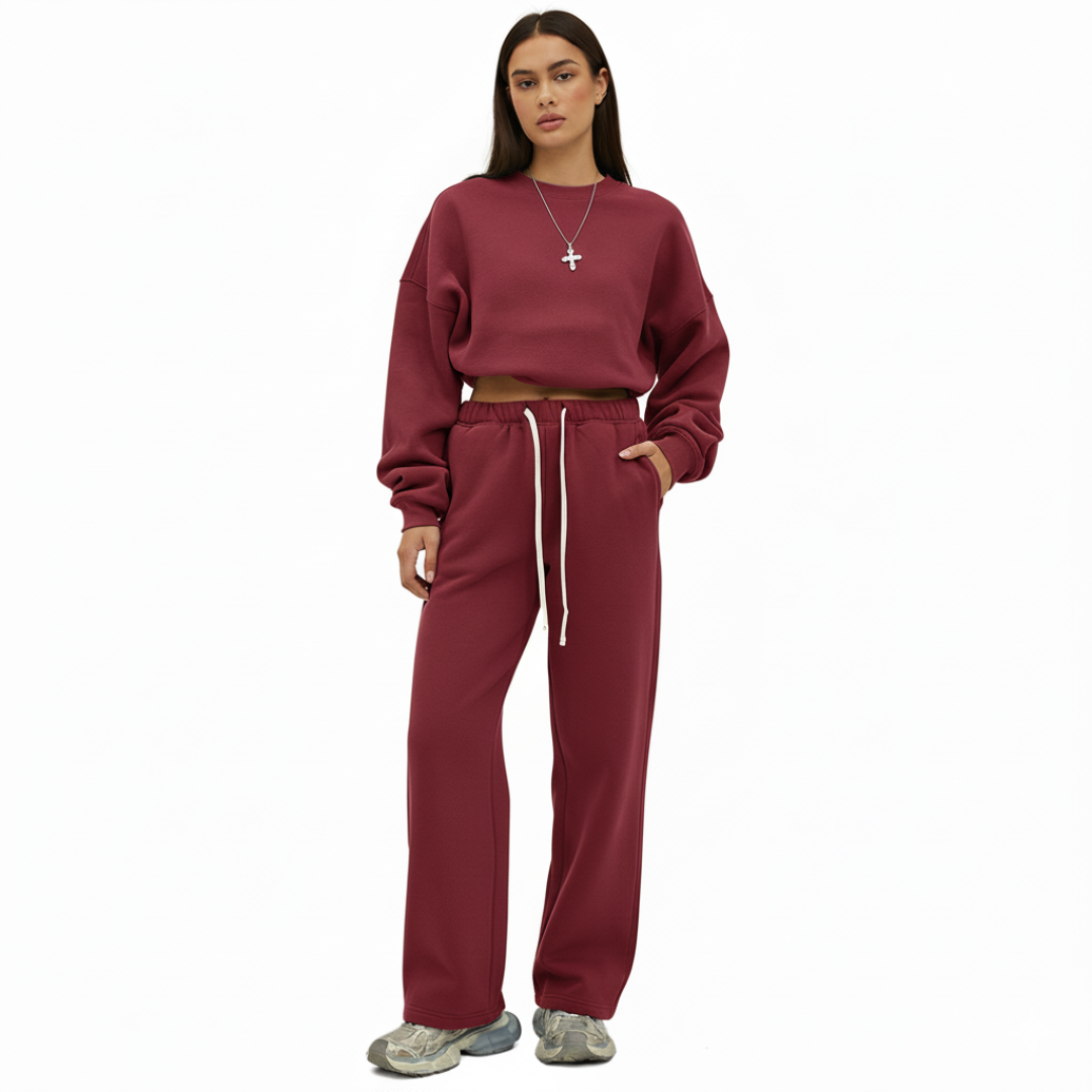 Jogginghose mit geradem Bein und elastischem Bund für Damen