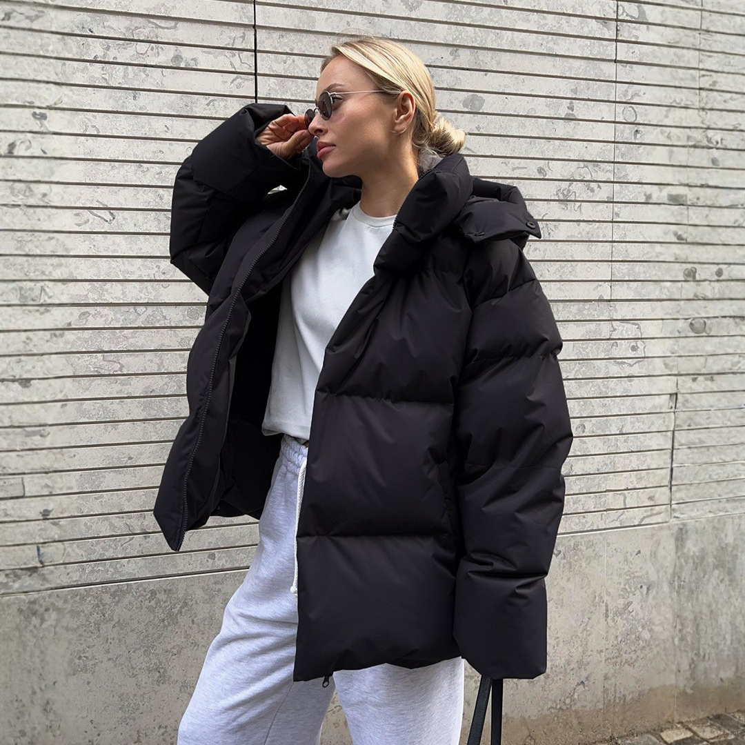 Winter Pufferjacke Damen mit Kapuze | Stehkragen