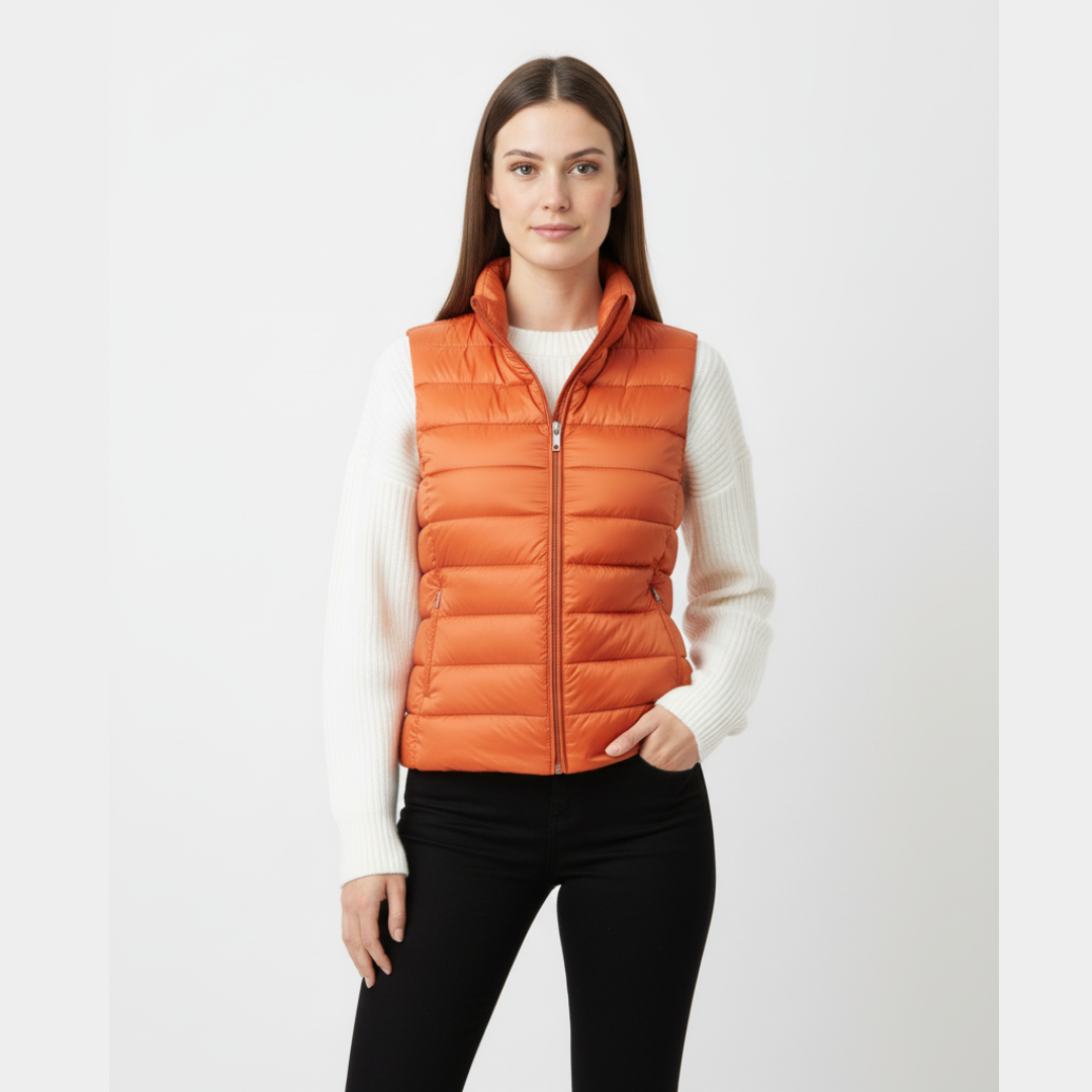 Gestepptes Puffer Vest für Damen | Ärmellos mit hohem Kragen