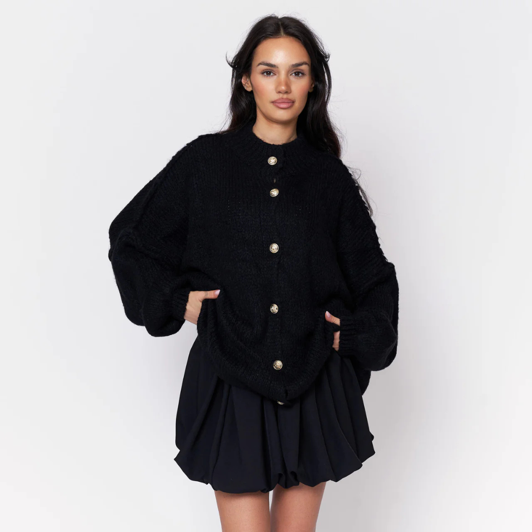 Übergroßer Cardigan für Damen | Knopfleiste