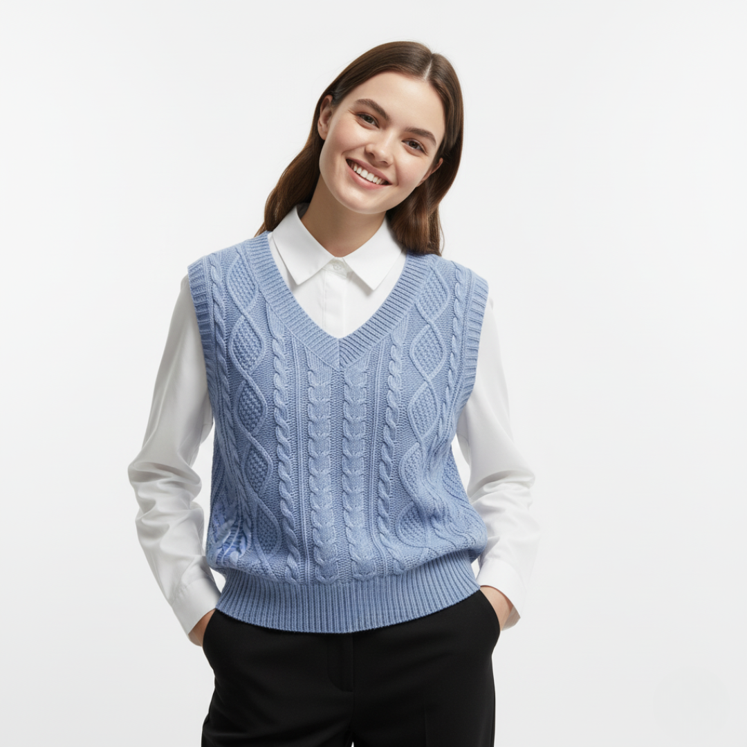 Damenweste | Strickweste mit V-Ausschnitt