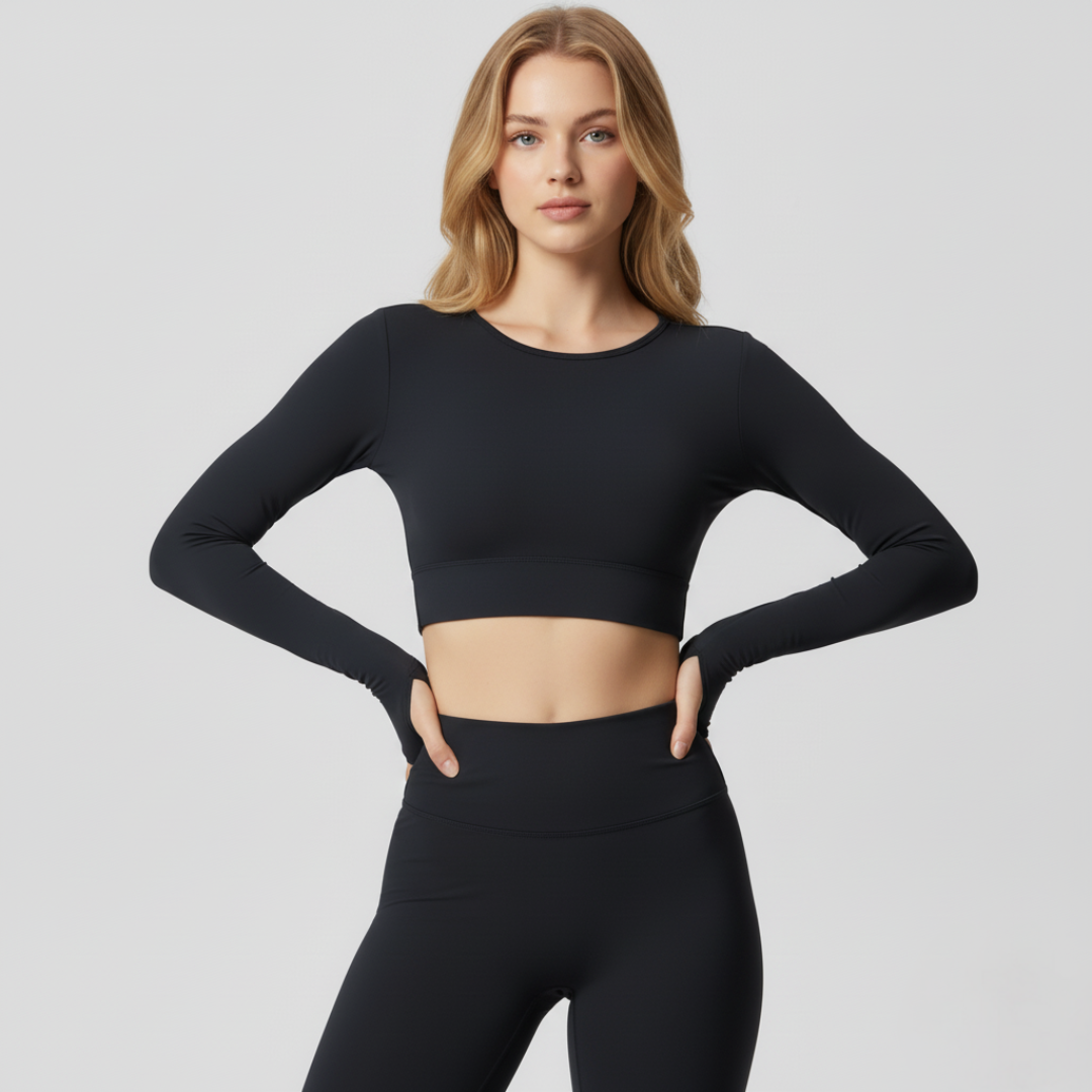 Langärmeliges Crop Top für Damen