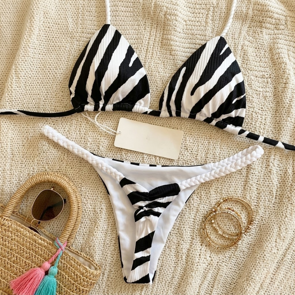 Bedruckter Zweiteiliger Bikini für Damen | G-String