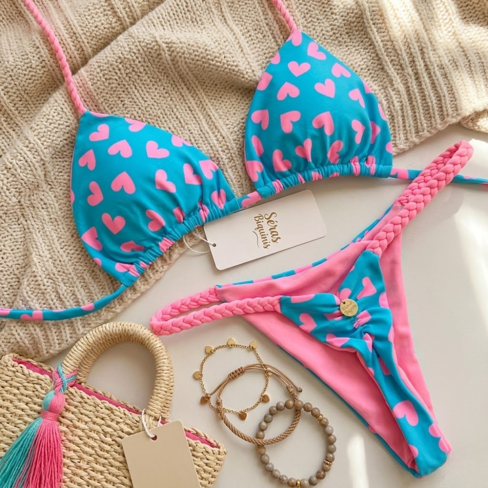 Bedruckter Zweiteiliger Bikini für Damen | G-String