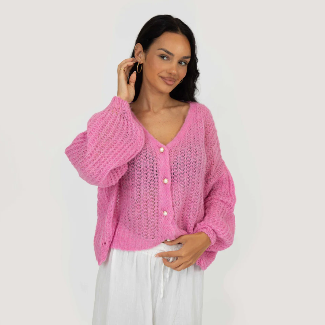 Lochstrick Strickjacke für Damen | Feines Musterdetail