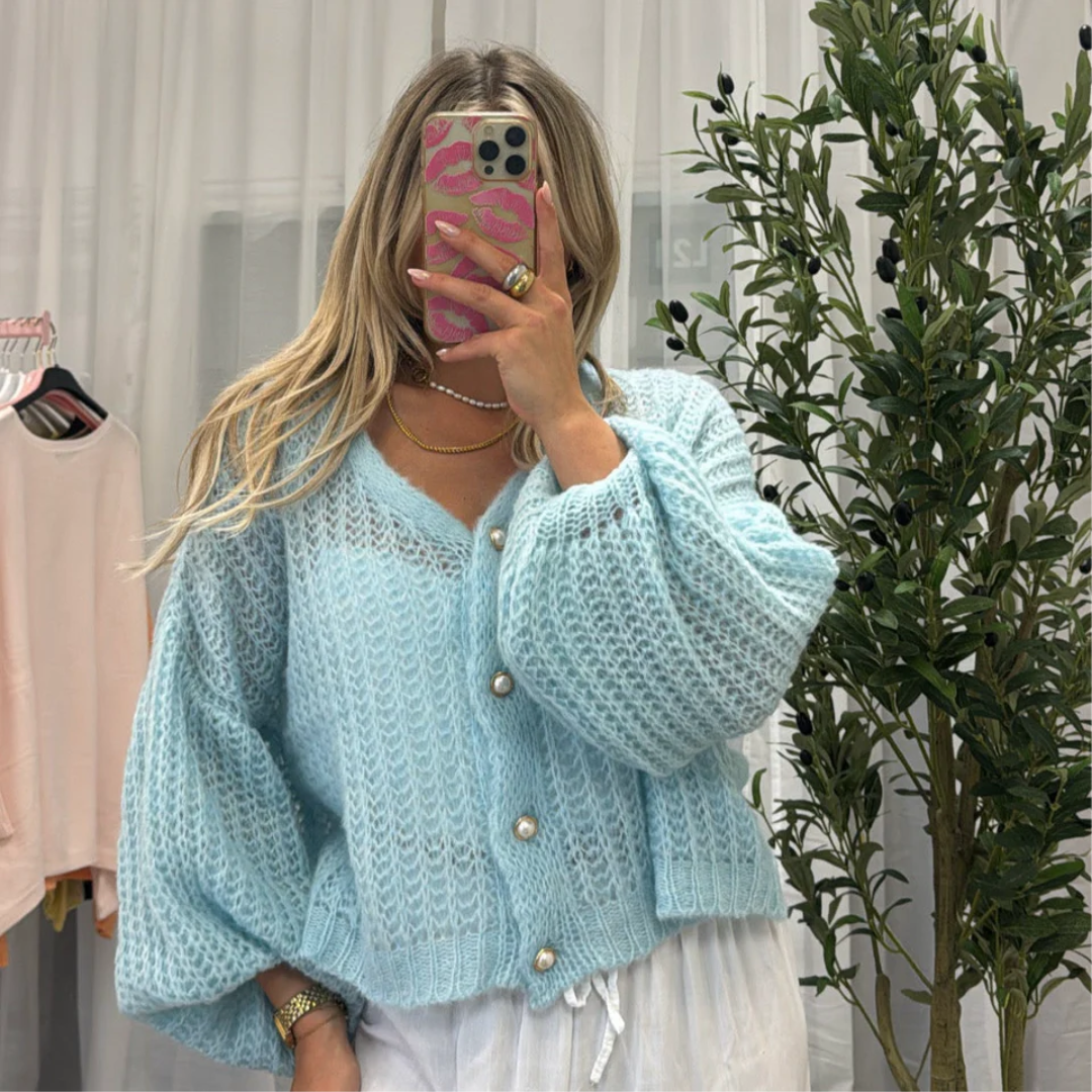 Lochstrick Strickjacke für Damen | Feines Musterdetail
