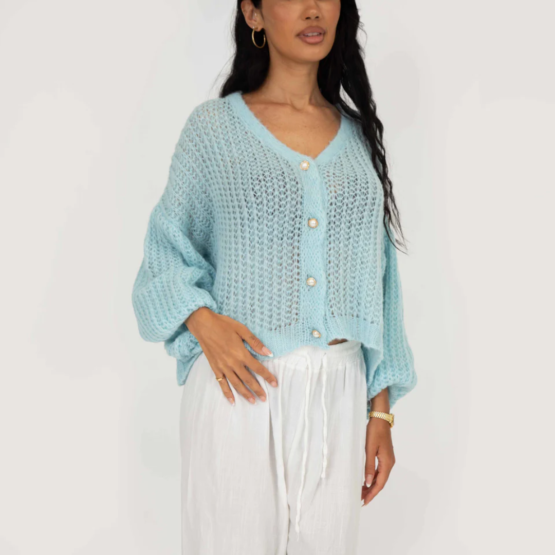 Lochstrick Strickjacke für Damen | Feines Musterdetail